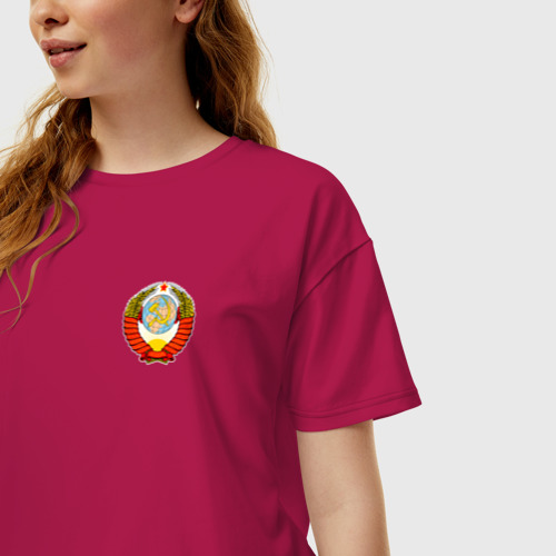 Женская футболка хлопок Oversize с принтом СССР, фото на моделе #1