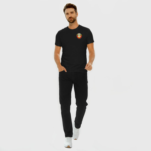 Мужская футболка хлопок Slim с принтом СССР, вид сбоку #3