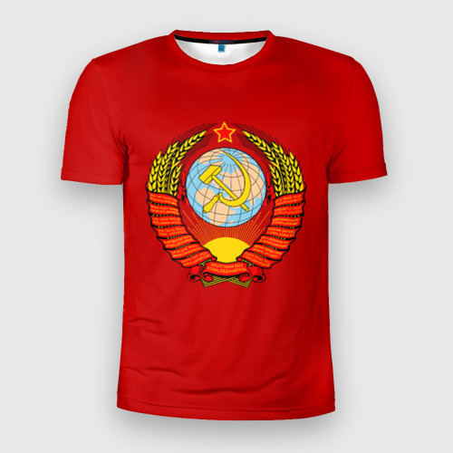 Мужская футболка 3D Slim с принтом СССР, вид спереди #2