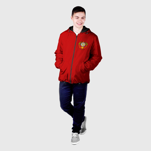 Мужская куртка 3D с принтом Красный с гербом СССР, фото на моделе #1