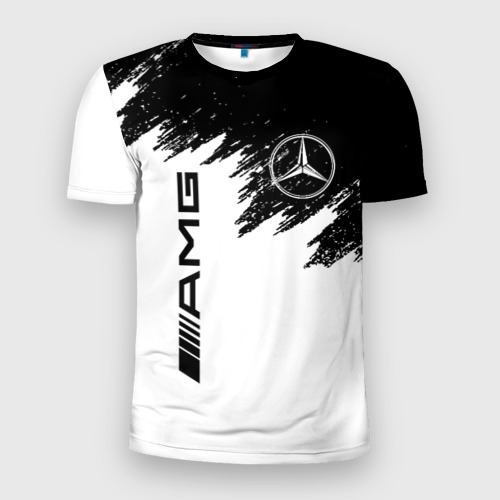 Мужская футболка 3D Slim с принтом Mercedes-Benz AMG, вид спереди #2