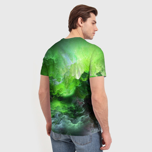 Мужская 3D футболка с принтом GREEN SPACE | ЗЕЛЁНЫЙ КОСМОС, вид сзади #2