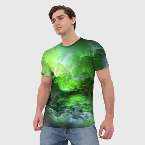 Мужская 3D футболка с принтом GREEN SPACE | ЗЕЛЁНЫЙ КОСМОС, фото на моделе #1