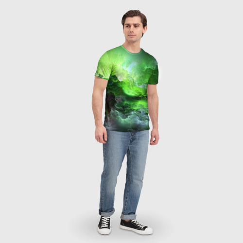 Мужская 3D футболка с принтом GREEN SPACE | ЗЕЛЁНЫЙ КОСМОС, вид сбоку #3