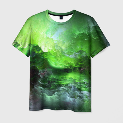 Мужская 3D футболка с принтом GREEN SPACE | ЗЕЛЁНЫЙ КОСМОС, вид спереди #2