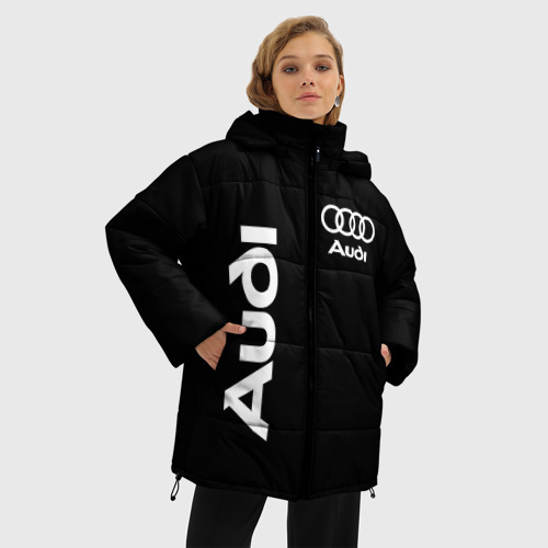 Женская зимняя куртка 3D с принтом AUDI, фото на моделе #1