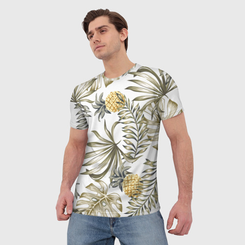 Мужская футболка 3D с принтом Тропики хаки, фото на моделе #1