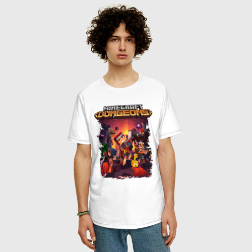 Мужская футболка хлопок Oversize с принтом Minecraft Dungeons, фото на моделе #1