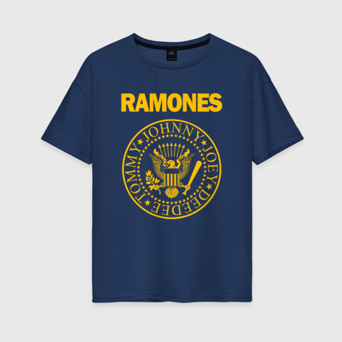 Женская футболка хлопок Oversize с принтом RAMONES, вид спереди #2