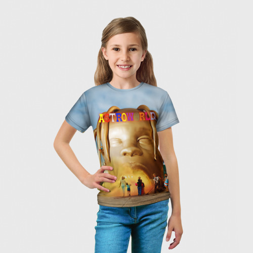 Детская футболка 3D с принтом TRAVIS SCOTT, вид сбоку #3