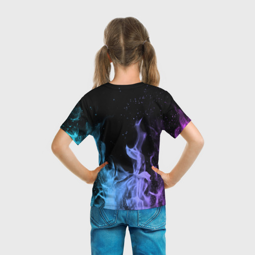 Детская футболка 3D с принтом Brawl Stars LEON SHARK, вид сзади #2