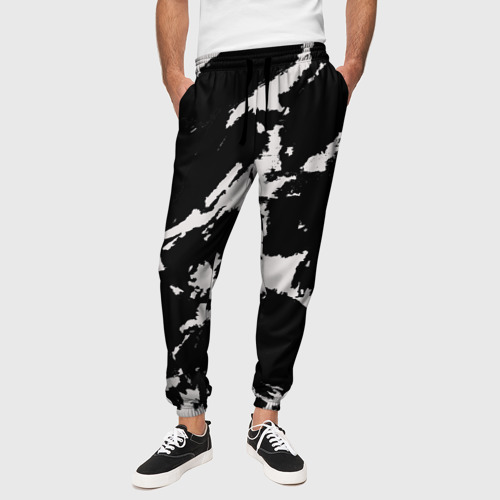 Мужские брюки 3D с принтом Черный на сером, вид сбоку #3
