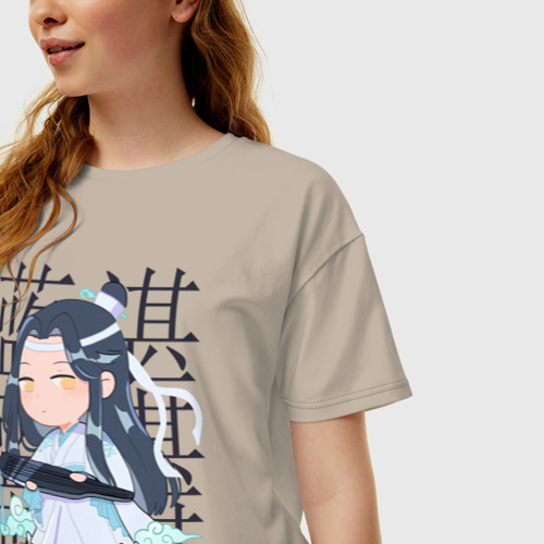 Женская футболка хлопок Oversize с принтом Лань Чжань, фото на моделе #1