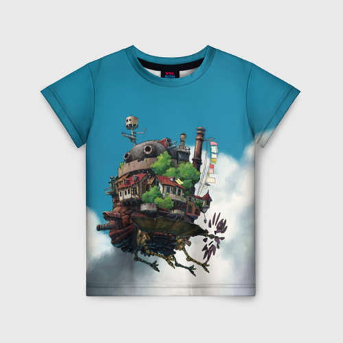 Детская футболка 3D с принтом Ходячий замок, вид спереди #2
