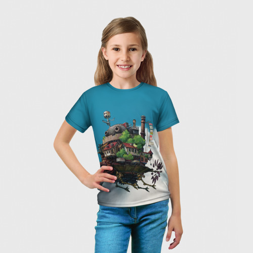 Детская футболка 3D с принтом Ходячий замок, вид сбоку #3