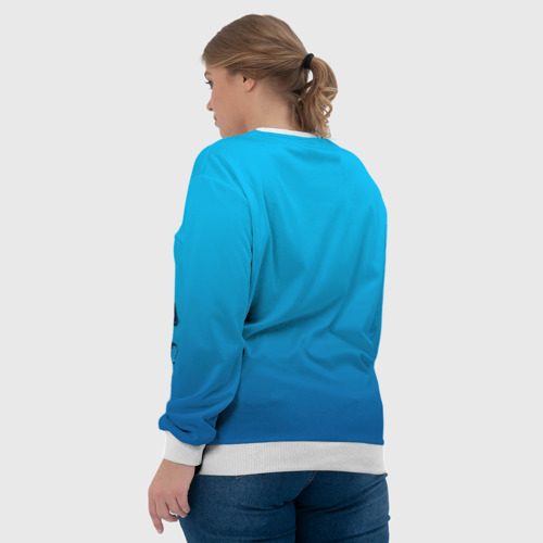 Женский свитшот 3D с принтом Zima blue, вид сзади #2