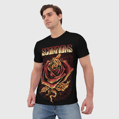 Мужская футболка 3D с принтом Scorpions, фото на моделе #1