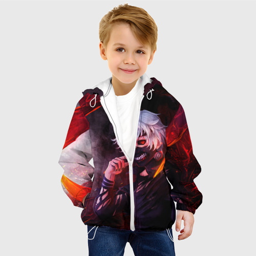 Детская куртка 3D с принтом Ken Kaneki красные жала, фото на моделе #1