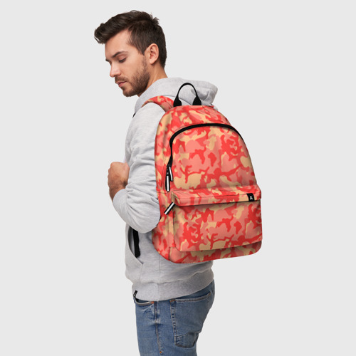 Рюкзак 3D с принтом Оранжевый камуфляж, фото на моделе #1