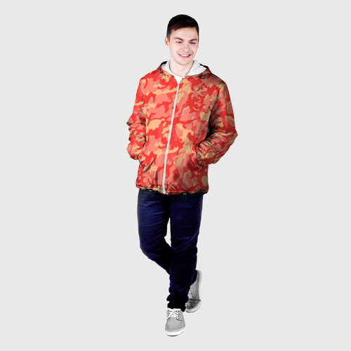Мужская куртка 3D с принтом Оранжевый камуфляж, фото на моделе #1