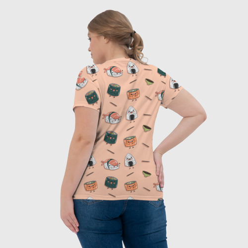 Женская футболка 3D с принтом Суши, вид сзади #2