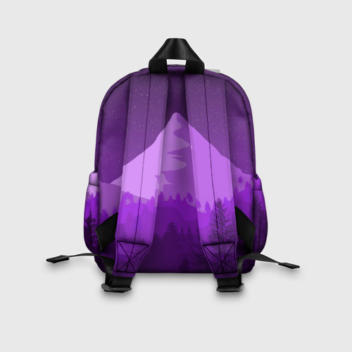 Детский рюкзак 3D с принтом Ночные горы, вид сзади #2