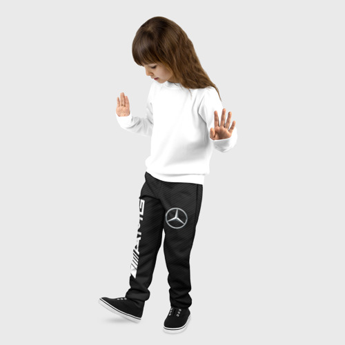 Детские брюки 3D с принтом Mercedes-Benz AMG carbon, фото на моделе #1
