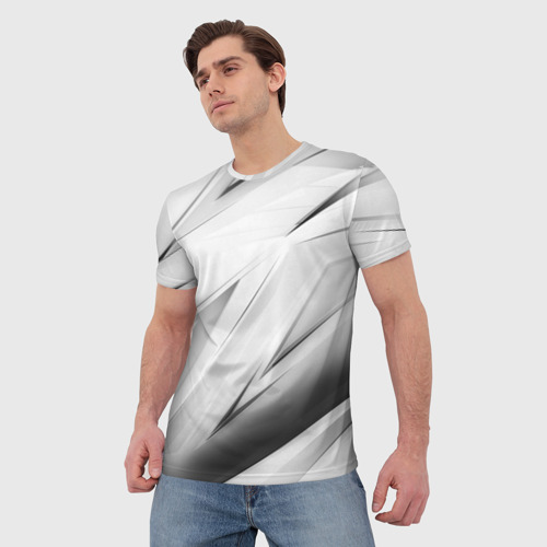 Мужская 3D футболка с принтом GEOMETRY STRIPES WHITE, фото на моделе #1