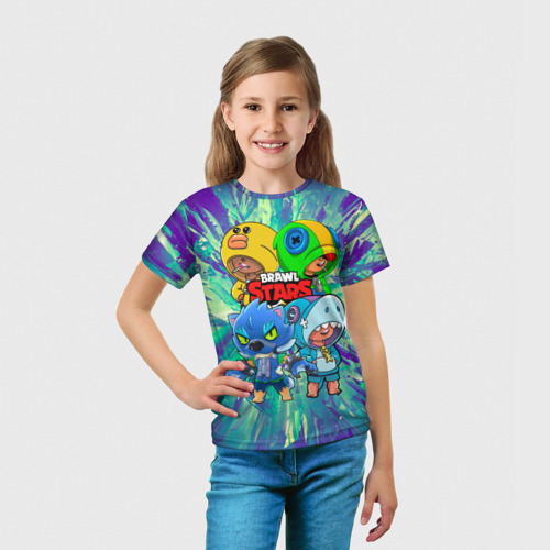 Детская футболка 3D с принтом Brawl Stars Leon Quattro, вид сбоку #3