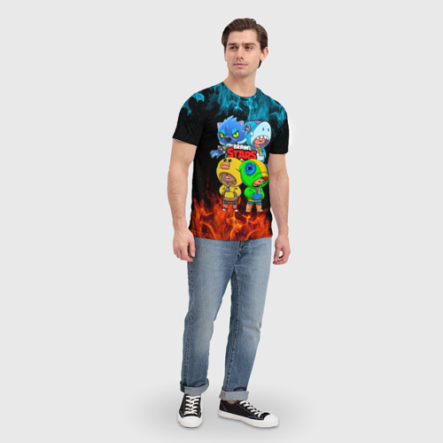 Мужская футболка 3D с принтом Brawl Stars Leon Quattro, вид сбоку #3