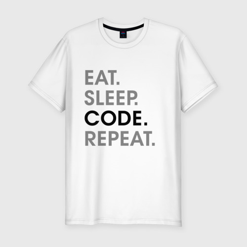 Мужская футболка хлопок Slim с принтом Жизнь программиста, вид спереди #2