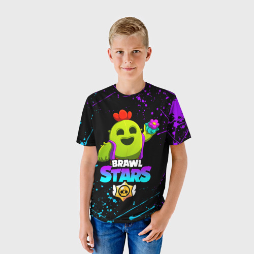 Детская 3D футболка с принтом BRAWL STARS SPIKE, фото на моделе #1