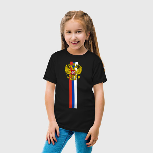 Детская футболка хлопок с принтом Россия, вид сбоку #3