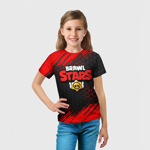Детская футболка 3D с принтом BRAWL STARS, вид сбоку #3