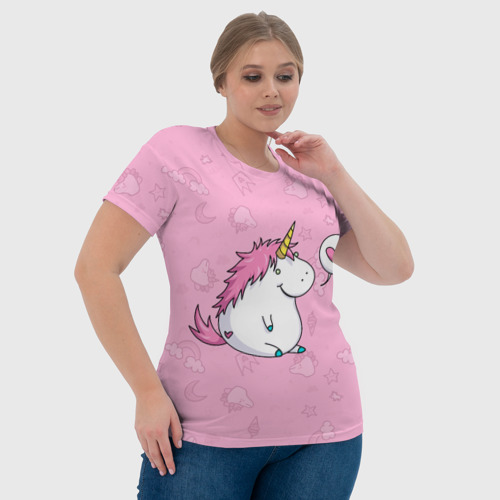 Женская футболка 3D с принтом Пухленький единорог, фото #4