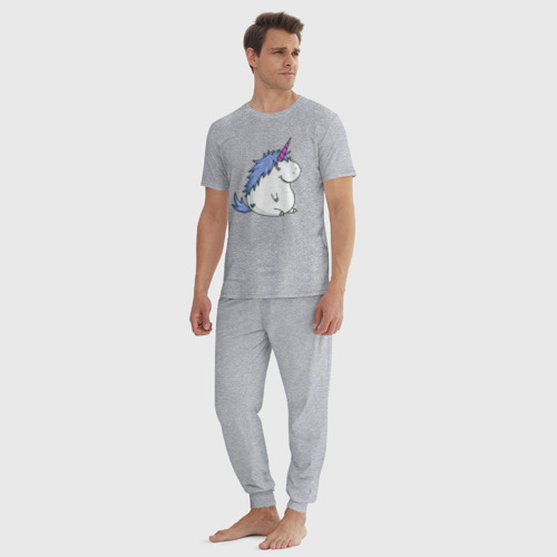 Мужская пижама хлопок с принтом Пухленький единорог, вид сбоку #3