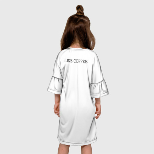 Детское платье 3D с принтом Девушка с кофе, вид сзади #2