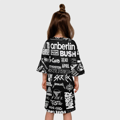 Детское платье 3D с принтом Рок группы, вид сзади #2