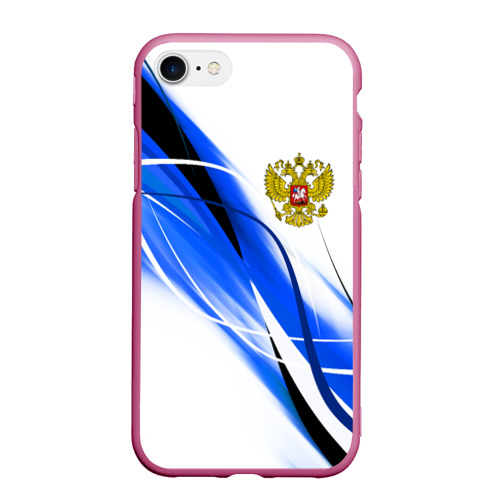 Чехол для iPhone 7/8 матовый с принтом РОССИЯ, вид спереди #2