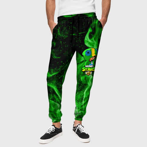 Мужские брюки 3D с принтом Brawl Stars LEON, вид сбоку #3