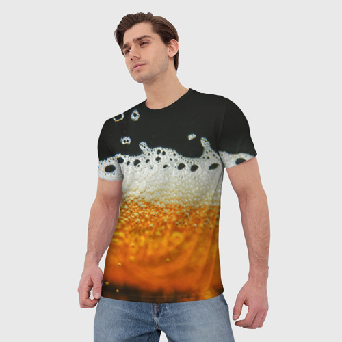 Мужская футболка 3D с принтом Темное пиво, фото на моделе #1