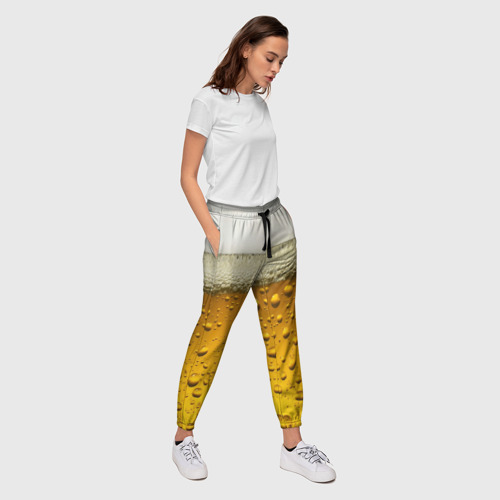 Женские брюки 3D с принтом ПИВО, вид сбоку #3