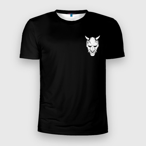 Мужская футболка 3D Slim с принтом Демон Они (Принт на спине), вид спереди #2