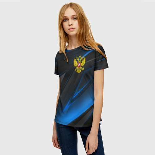 Женская футболка 3D с принтом РОССИЯ, фото на моделе #1