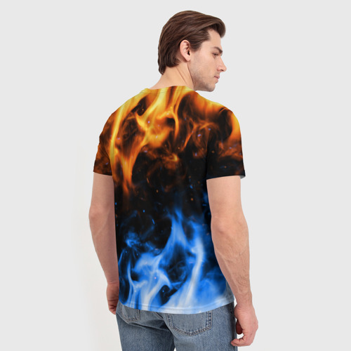 Мужская футболка 3D с принтом БИТВА ОГНЕЙ, вид сзади #2