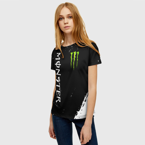Женская футболка 3D с принтом Monster energy, фото на моделе #1