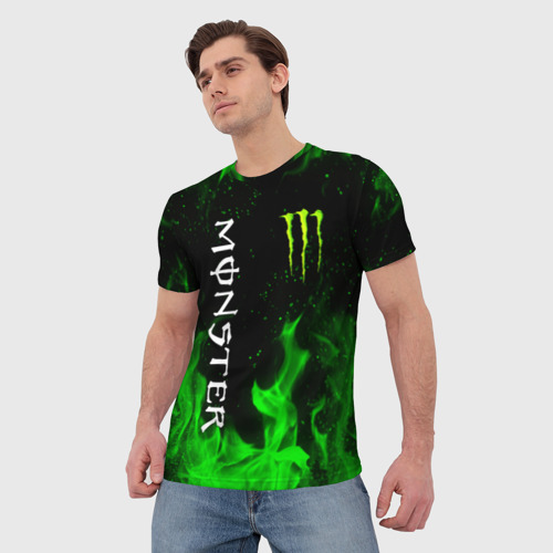 Мужская футболка 3D с принтом Monster energy, фото на моделе #1