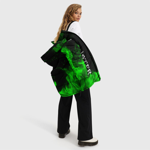 Женская зимняя куртка 3D с принтом Monster energy, вид сбоку #3