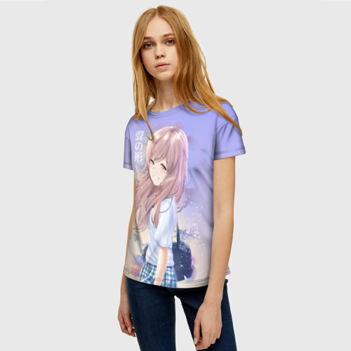 Женская футболка 3D с принтом Silent Voice, фото на моделе #1