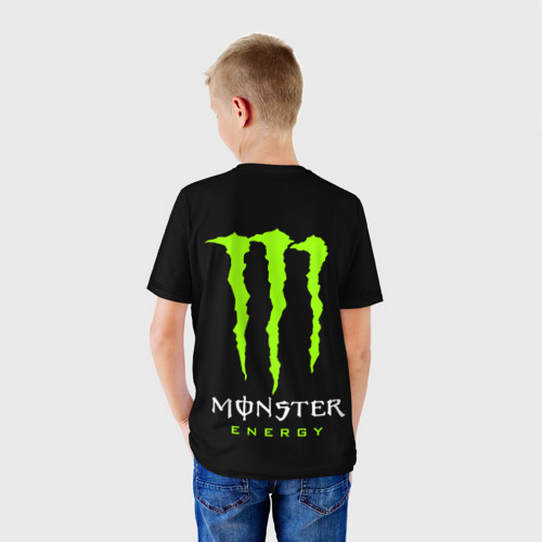 Детская футболка 3D с принтом Monster energy +спина, вид сзади #2